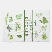 Linge De Cuisine Aquarelle Herbes de cuisine Verdure Personnalisée (Horizontal)