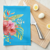 Linge De Cuisine Aquarelle Hibiscus tropicaux Fleurs (Quart Plié)