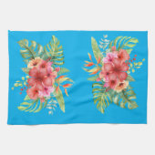Linge De Cuisine Aquarelle Hibiscus tropicaux Fleurs (Horizontal)