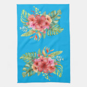 Linge De Cuisine Aquarelle Hibiscus tropicaux Fleurs (Vertical)