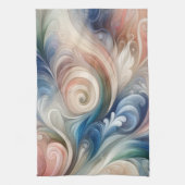 Linge De Cuisine Aquarelle Imaginaire Floral Pastel Bleu & Crème (Vertical)