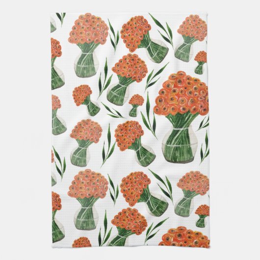 Linge De Cuisine Aquarelle italienne Ranunculus (Vertical)