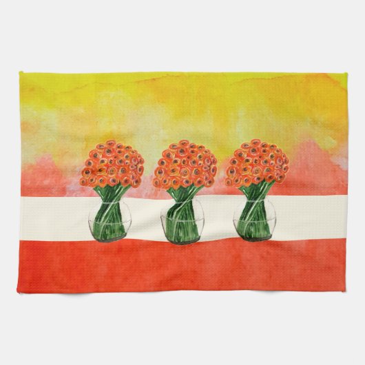 Linge De Cuisine Aquarelle italienne Ranunculus (Horizontal)