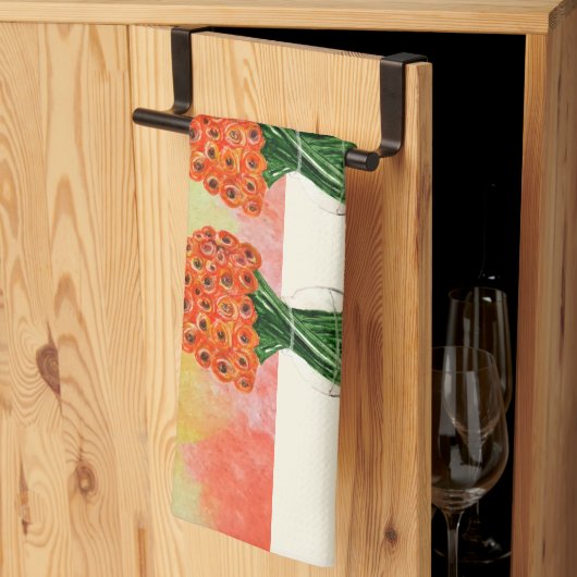 Linge De Cuisine Aquarelle italienne Ranunculus (Pliage en tiers)