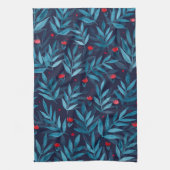 Linge De Cuisine Aquarelle jardin nocturne - turquoise, bleu et rou (Vertical)