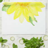 Linge De Cuisine Aquarelle jaune lumineuse de tournesol d'été (Plié)
