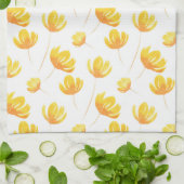 Linge De Cuisine Aquarelle jaune motif floral (Plié)