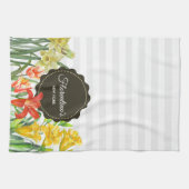 Linge De Cuisine Aquarelle Jaune Orange Fleurs de printemps Design (Horizontal)