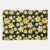 Linge De Cuisine Aquarelle Jaune transparente Daffodil & Motif de p (Horizontal)