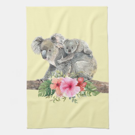 Linge De Cuisine Aquarelle Koala Oears mignonne maman & bébé (Vertical)
