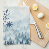 Linge De Cuisine Aquarelle Les arbres de Noël Laisser Neige (Quart Plié)