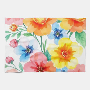 Linge De Cuisine Aquarelle Lumineuse Et Gaie Florale
