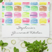 Linge De Cuisine Aquarelle Macaron personnalisée (Plié)