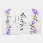 Linge De Cuisine Aquarelle Magnolia Blossom Calligraphie Merci (Horizontal)