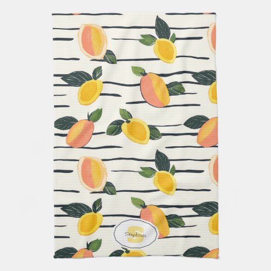 Linge De Cuisine Aquarelle Mango Motif avec Feuilles verts (2) (Vertical)