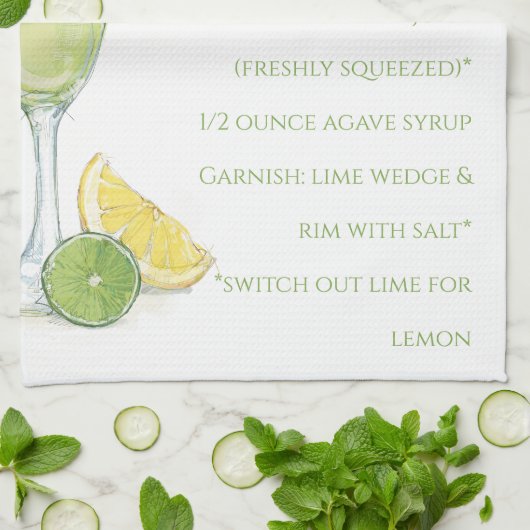Linge De Cuisine Aquarelle Margarita Cocktail Recette Aquarelle (Plié)
