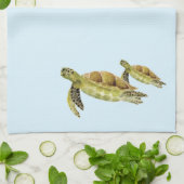 Linge De Cuisine Aquarelle marine des tortues de mer d'Hawaii (Plié)