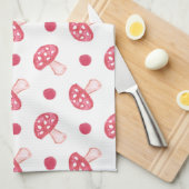 Linge De Cuisine aquarelle mignon champignons rouges et pois (Quart Plié)