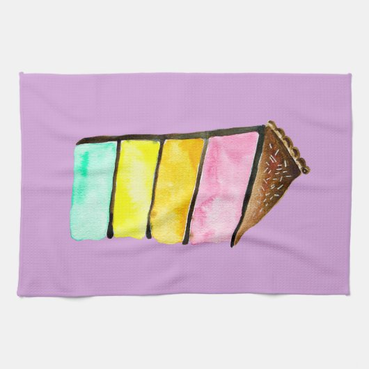 Linge De Cuisine Aquarelle mignonne de gâteau arc-en-ciel (Horizontal)
