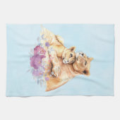 Linge De Cuisine Aquarelle mignonne Mère Lion & Cub (Horizontal)