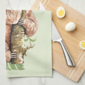 Linge De Cuisine Aquarelle mignonne Sloth & Feuilles tropicaux (Quart Plié)