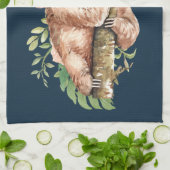 Linge De Cuisine Aquarelle mignonne Sloth & Feuilles tropicaux (Plié)
