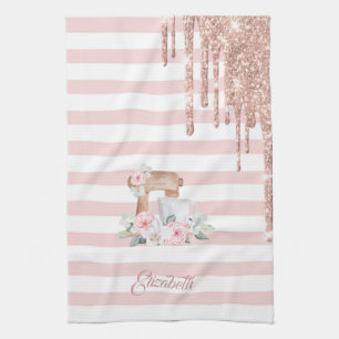 Linge De Cuisine Aquarelle Mixer, Fleurs, Parties scintillant Drive