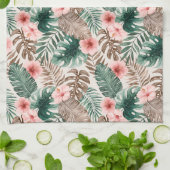 Linge De Cuisine Aquarelle moderne Boho Tropical Floral (Plié)