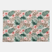 Linge De Cuisine Aquarelle moderne Boho Tropical Floral (Horizontal)