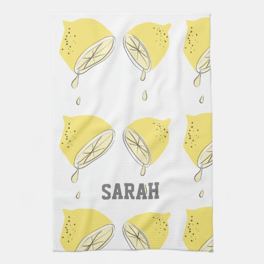 Linge De Cuisine Aquarelle moderne Citron Jaune Fruit Citrus (Vertical)