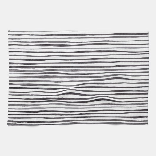 Linge De Cuisine Aquarelle moderne noir et blanc    (Horizontal)