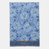 Linge De Cuisine Aquarelle moderne Pastel Blue Flowers Nom du Motif (Vertical)