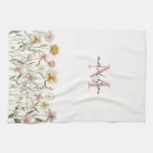 Linge De Cuisine Aquarelle monogramme Fleur sauvage Floral de prair (Horizontal)