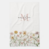 Linge De Cuisine Aquarelle monogramme Fleur sauvage Floral de prair (Vertical)