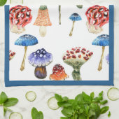 Linge De Cuisine Aquarelle motif avec champignons colorés (Plié)