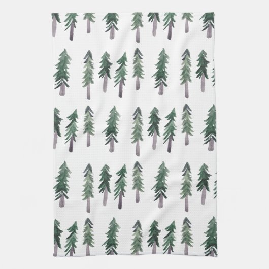 Linge De Cuisine Aquarelle Motif de la forêt de pins (Vertical)