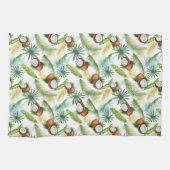 Linge De Cuisine Aquarelle Motif de noix de coco tropicale (Horizontal)