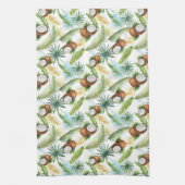 Linge De Cuisine Aquarelle Motif de noix de coco tropicale (Vertical)