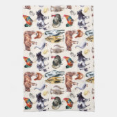Linge De Cuisine Aquarelle motif des animaux de ferme (Vertical)