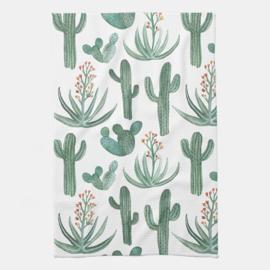 Linge De Cuisine Aquarelle Motif du désert de Cactus Saguaro (Vertical)