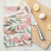 Linge De Cuisine Aquarelle Motif Floral Monogramme (Quart Plié)