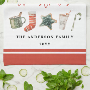 Linge De Cuisine Aquarelle Noël biscuit boissons sucre de canne Kit