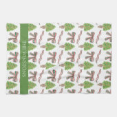 Linge De Cuisine Aquarelle Noël Plaid Bow & Topiary (Horizontal)