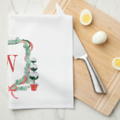 Linge De Cuisine Aquarelle Noël Topio Cimier Monogramme (Quart Plié)