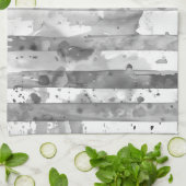 Linge De Cuisine Aquarelle noir et blanc rayé (Plié)