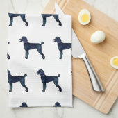 Linge De Cuisine Aquarelle noire de caniche Silhouette (Quart Plié)