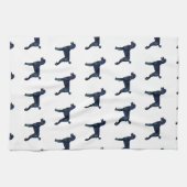 Linge De Cuisine Aquarelle noire de caniche Silhouette (Horizontal)