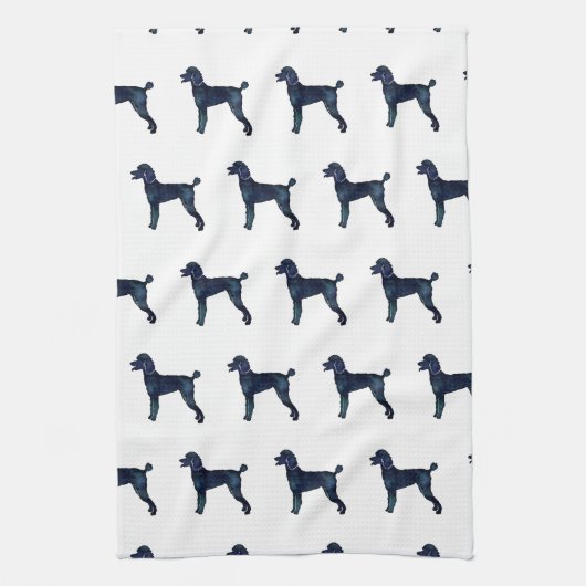 Linge De Cuisine Aquarelle noire de caniche Silhouette (Vertical)