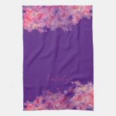 Linge De Cuisine Aquarelle nom floral pourpre (Vertical)
