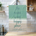 Linge De Cuisine Aquarelle Ocean Beach Yoga Studio Cuisine Serviett<br><div class="desc">Convient à tous les sirènes,  ajoutez votre nom de studio de yoga à cette serviette de cuisine utile. Design dispose d'une aquarelle océan et la scène de plage et texte que vous pouvez customiser.</div>